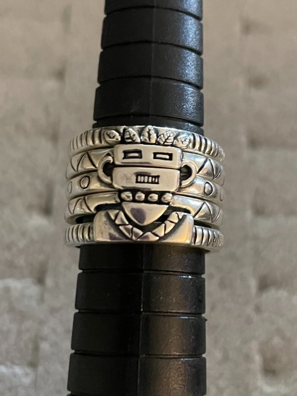 NEW Sterling Silver Ring Bundle Five Stacking Set Size 6 Southwestern RARE $250